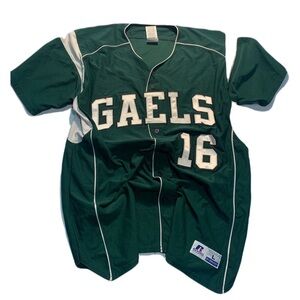 💚 Vintage 90s Gaels Russell Athletic Green Jersey with White Trim #16 Size Large
